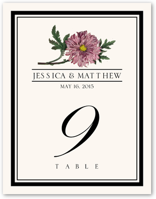 Chrysanthemum Flower Assortment Wedding Table Numbers